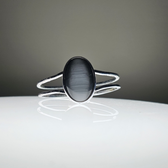 Jewelrylized Jewelry - Tiger's Eye Stone Cuff Bangle Silver Toned Bracelet.